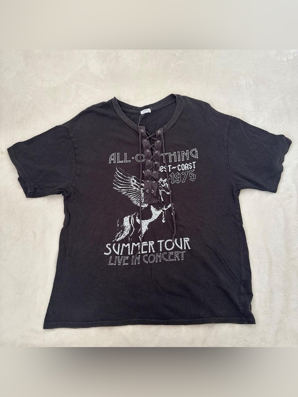 Garage Gray Lace-Up Graphic Band Tee